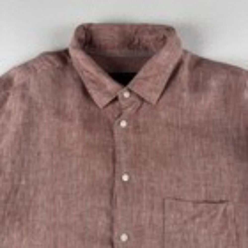 Jos. A. Bank Reserve Men's 100% Linen Button-Up Shirt Long Sleeve Red Large